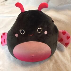 Squishmallow 11" Ladee Ladybug Soft Black Heart Wings Valentine Plush NEW